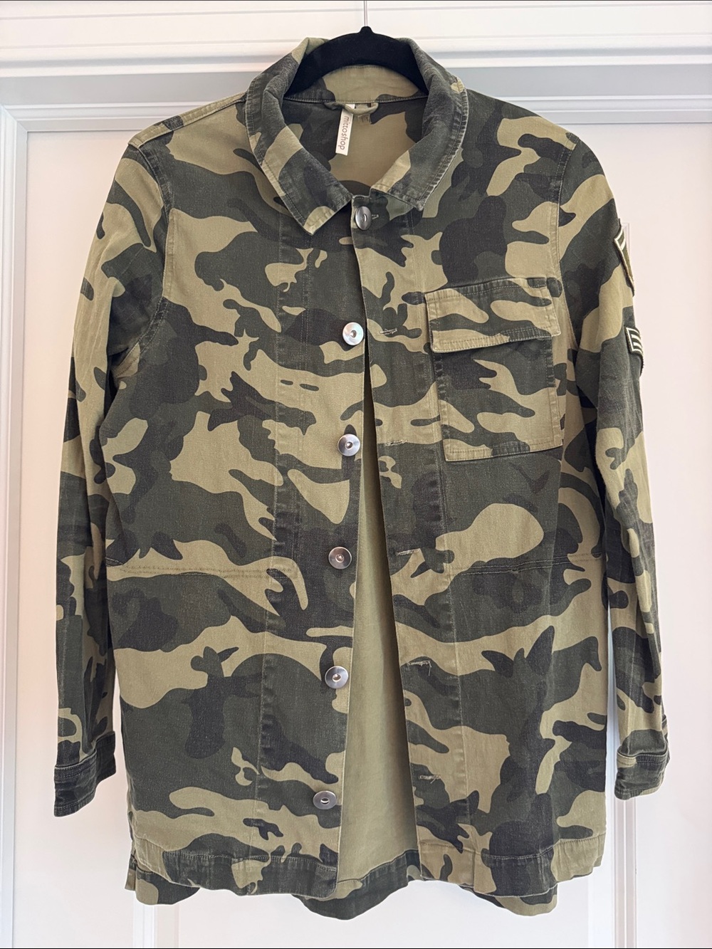 Camo Button-Up Jacket - Olive Green